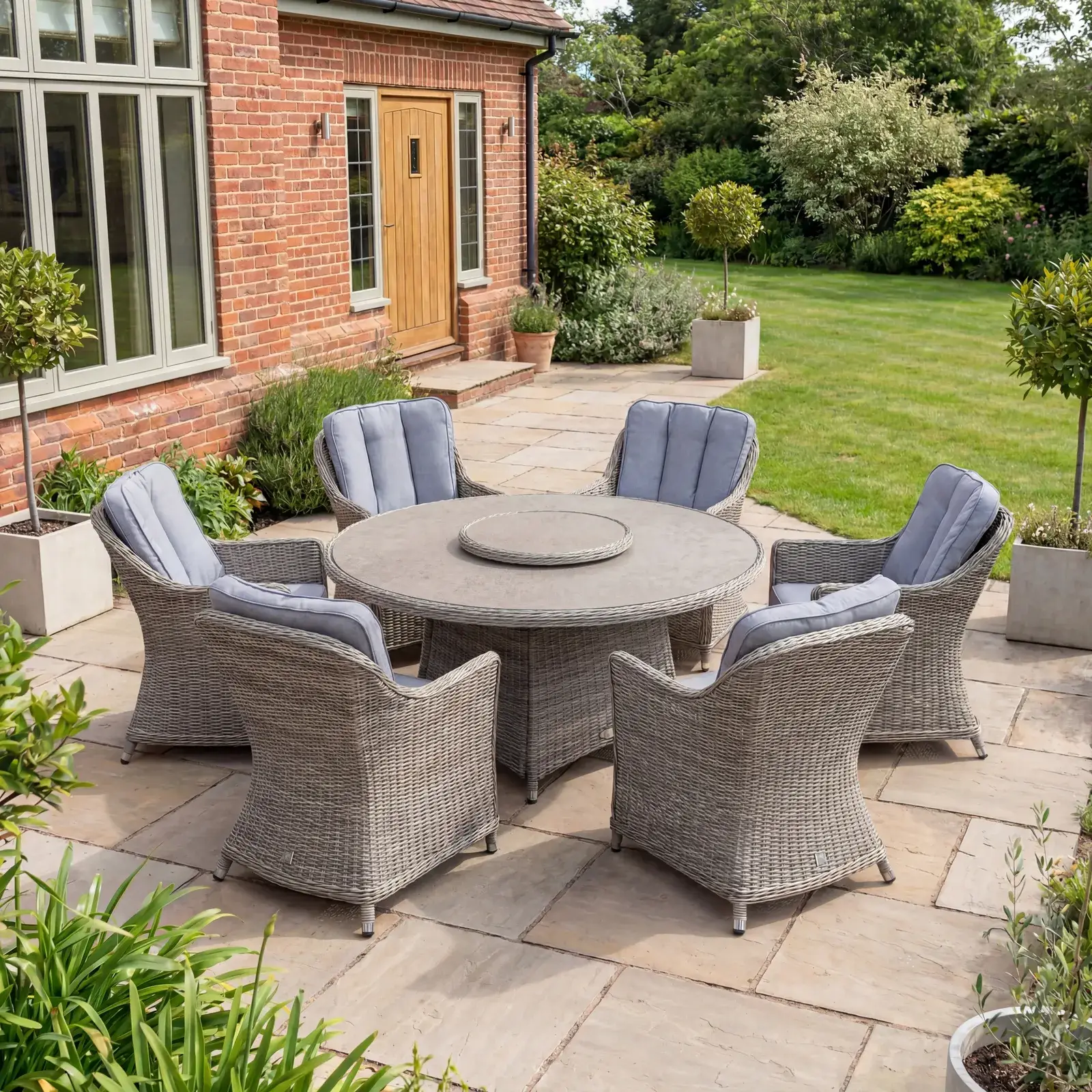 NOVA Ivy 6 Seat Dining Set - 1.4m Round Table (Ceramic Glass)