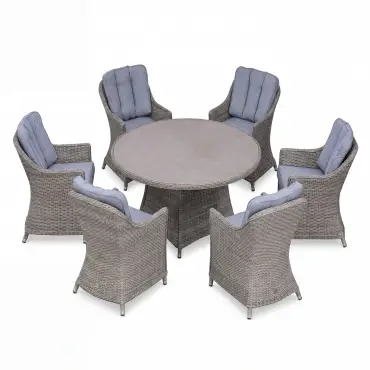 NOVA Ivy 6 Seat Dining Set - 1.4m Round Table (Ceramic Glass)