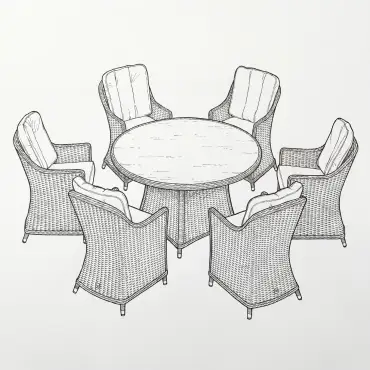NOVA Ivy 6 Seat Dining Set - 1.4m Round Table (Ceramic Glass)