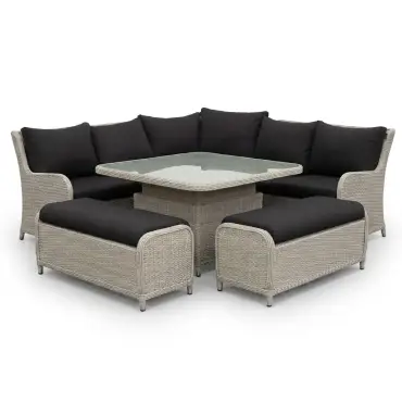 NOVA Avery Grande Curved Corner Sofa Lounge Dining Set - Square Rise & Fall Table (Plus)