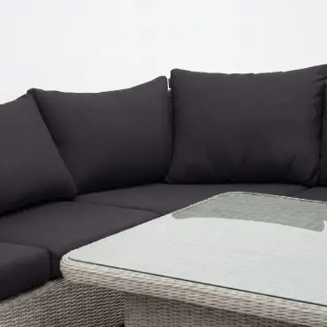 NOVA Avery Grande Curved Corner Sofa Lounge Dining Set - Square Rise & Fall Table (Plus)