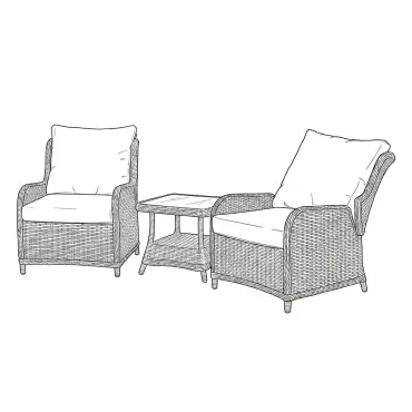 NOVA Avery Grande 3pc Reclining Lounging Set - Square Side Table