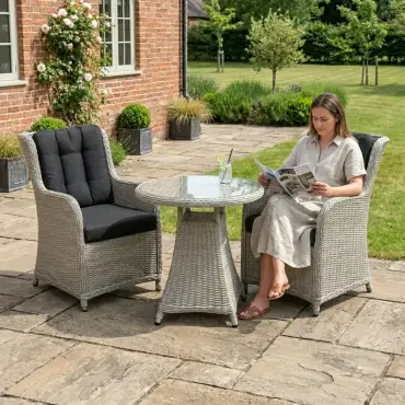 NOVA Avery 2 Seat Bistro Set - 0.75m Round Table (Clear Glass)