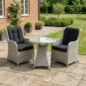 NOVA Avery 2 Seat Bistro Set - 0.75m Round Table (Clear Glass)