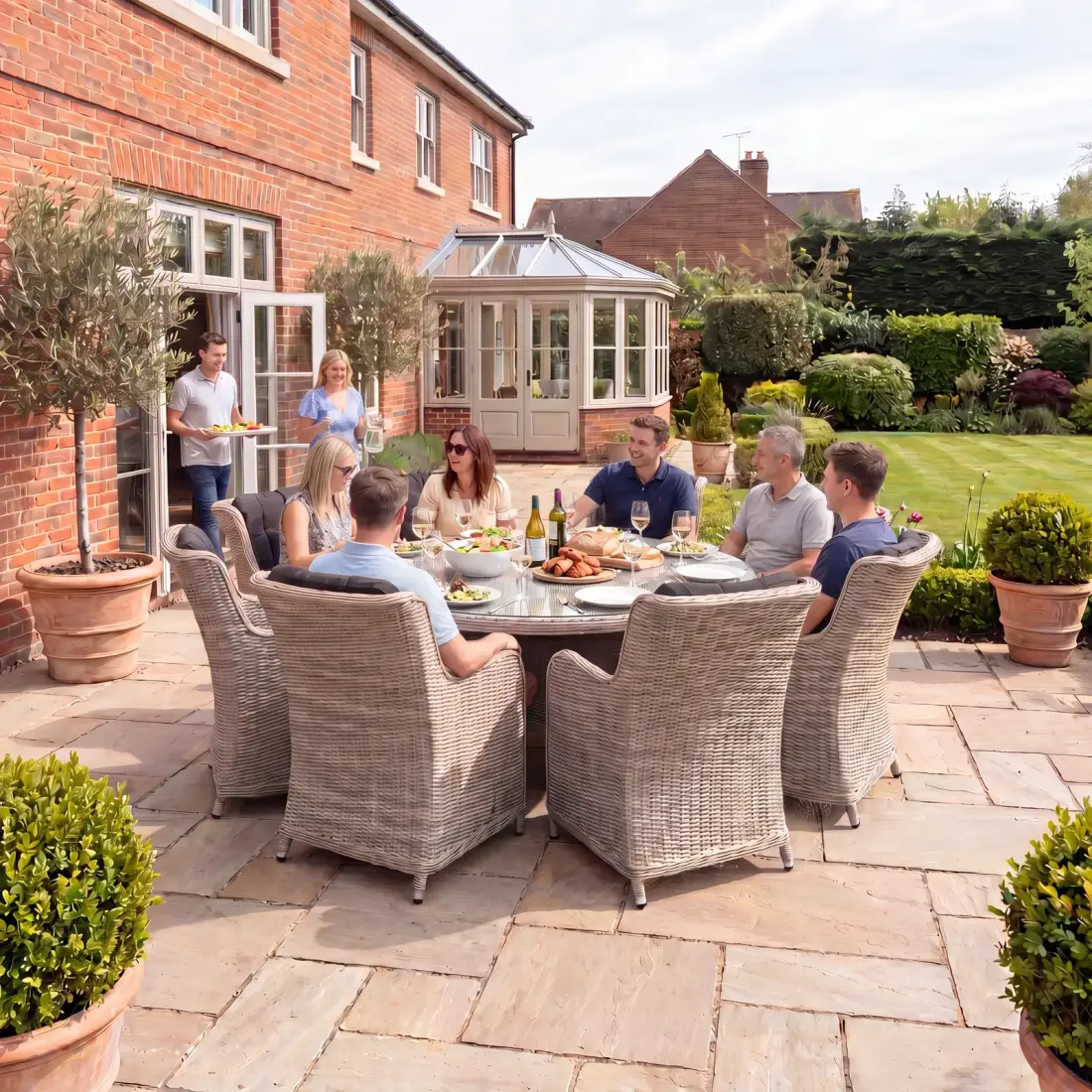 NOVA Avery 8 Seat Dining Set - 1.8m Round Table (Clear Glass) NOVA Avery 8 Seat Dining Set - 1.8m Round Table (Clear Glass)