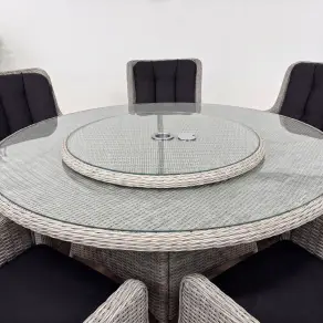 NOVA Avery Lazy Susan for 8 Seat Round Dining Sets (Rattan Clear Glass)