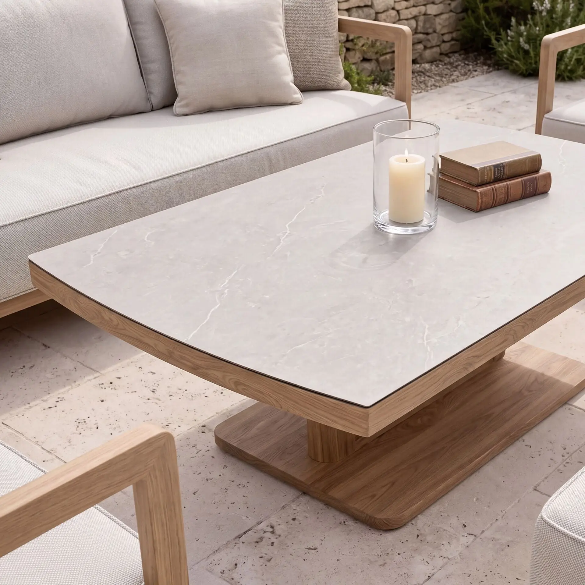 Malibu 3 Seat Aluminium Sofa Set - Rising Table & Bench