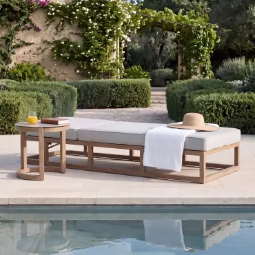 Malibu Aluminium Single Sunlounger - Round Side Table