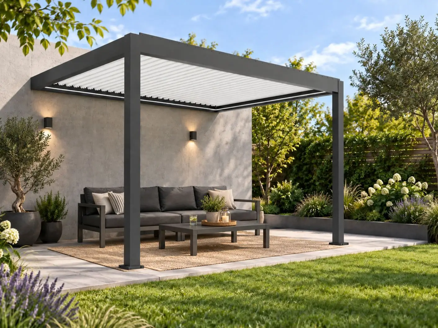 Eclipse 3.6 X 3m LED Motorised Pergola - Wall Mounted