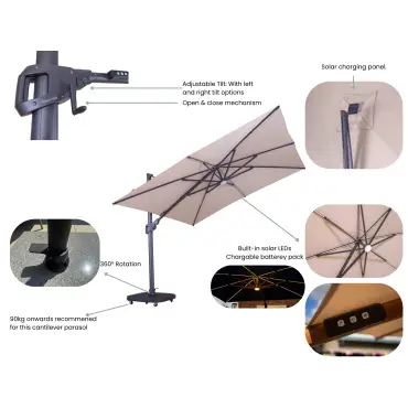 Sicily 3.5M Dia Cantilever Parasol With LED Lights