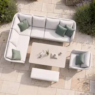 Bellagio Fabric Rectangular Corner Dining Set - Rising Table, Armchair & Bench