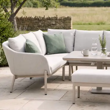 Bellagio Fabric Rectangular Corner Dining Set - Rising Table, Armchair & Bench