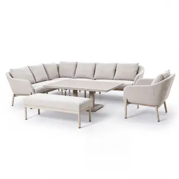 Bellagio Fabric Rectangular Corner Dining Set - Rising Table, Armchair & Bench
