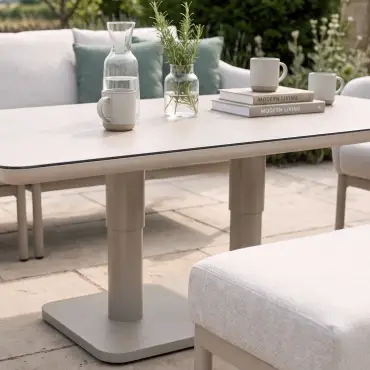 Bellagio Fabric 3 Seat Sofa Set - Rectangular Rising Table & Bench