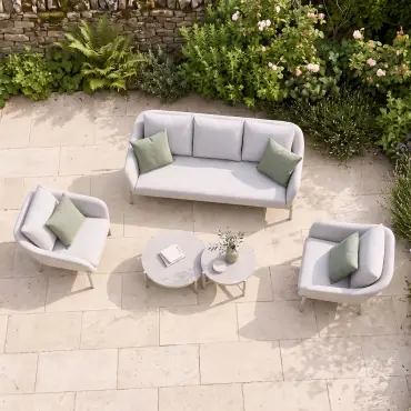 Bellagio Fabric 3 Seat Sofa Set - 2 Round Coffee Tables