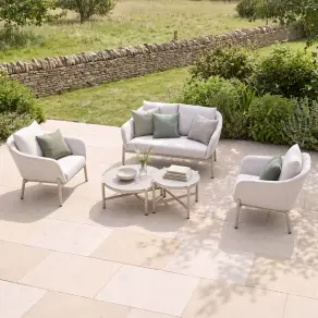 Bellagio Fabric 2 Seat Sofa Set - 2 Round Coffee Tables