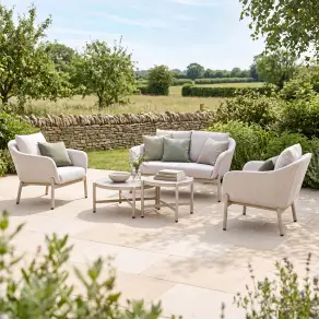 Bellagio Fabric 2 Seat Sofa Set - 2 Round Coffee Tables