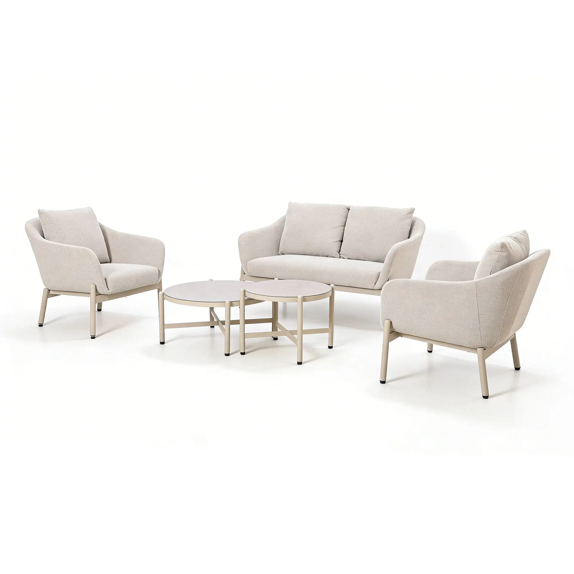 Bellagio Fabric 2 Seat Sofa Set - 2 Round Coffee Tables
