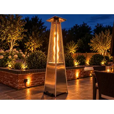 Athena Stainless Steel Flame Gas Patio Heater & Free Weather Cover