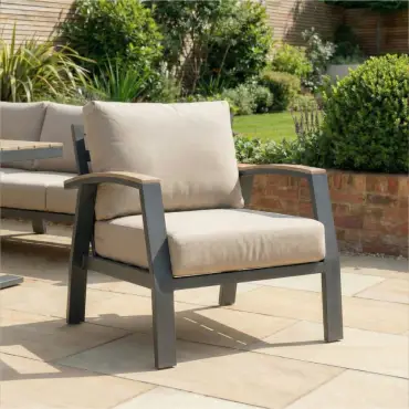 Leah Corner Aluminium Dining with Armchair & Bench - Adjustable Rising Table