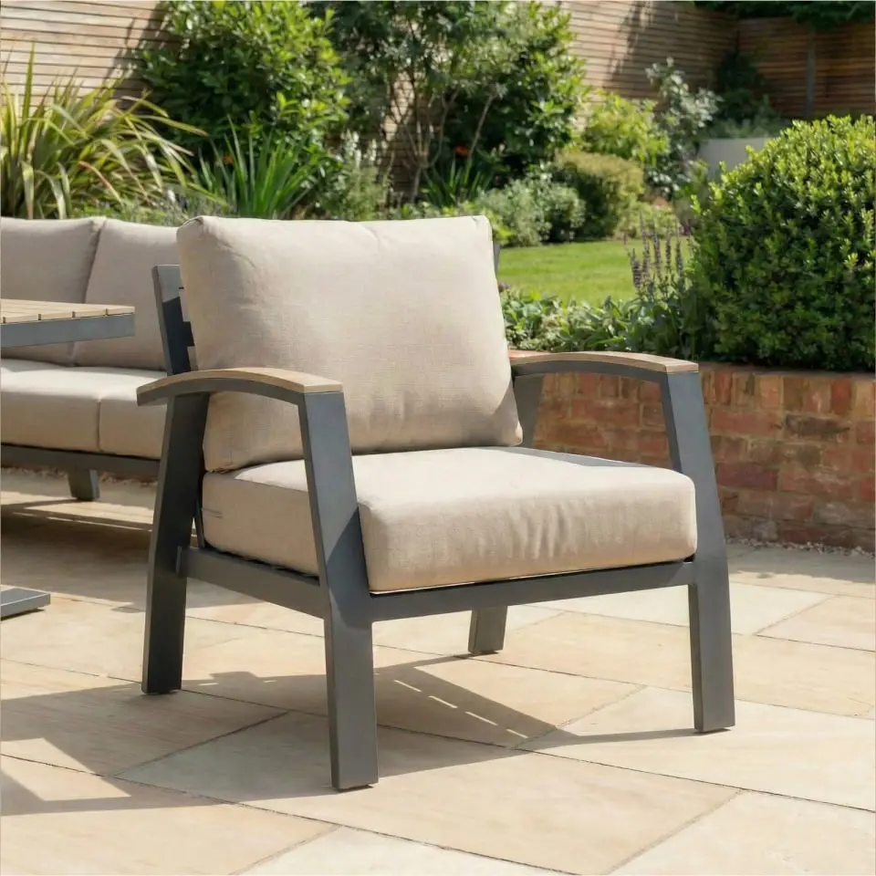Leah Corner Aluminium Dining with Armchair & Bench - Adjustable Rising Table