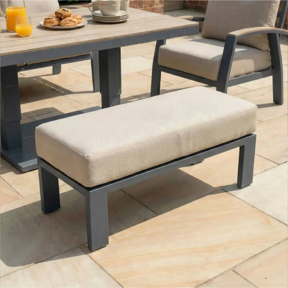 Leah Corner Aluminium Dining with Armchair & Bench - Adjustable Rising Table