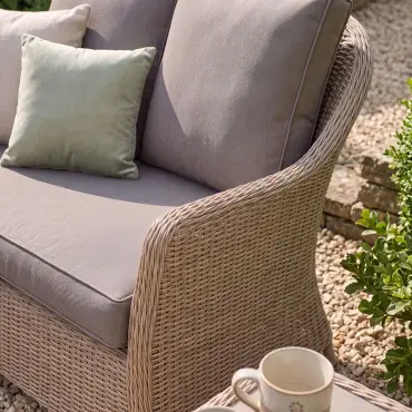 Turin 2 Seat Rattan Sofa Set - Rectangular Coffee Table