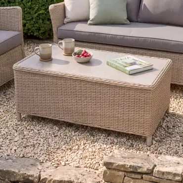 Turin 2 Seat Rattan Sofa Set - Rectangular Coffee Table