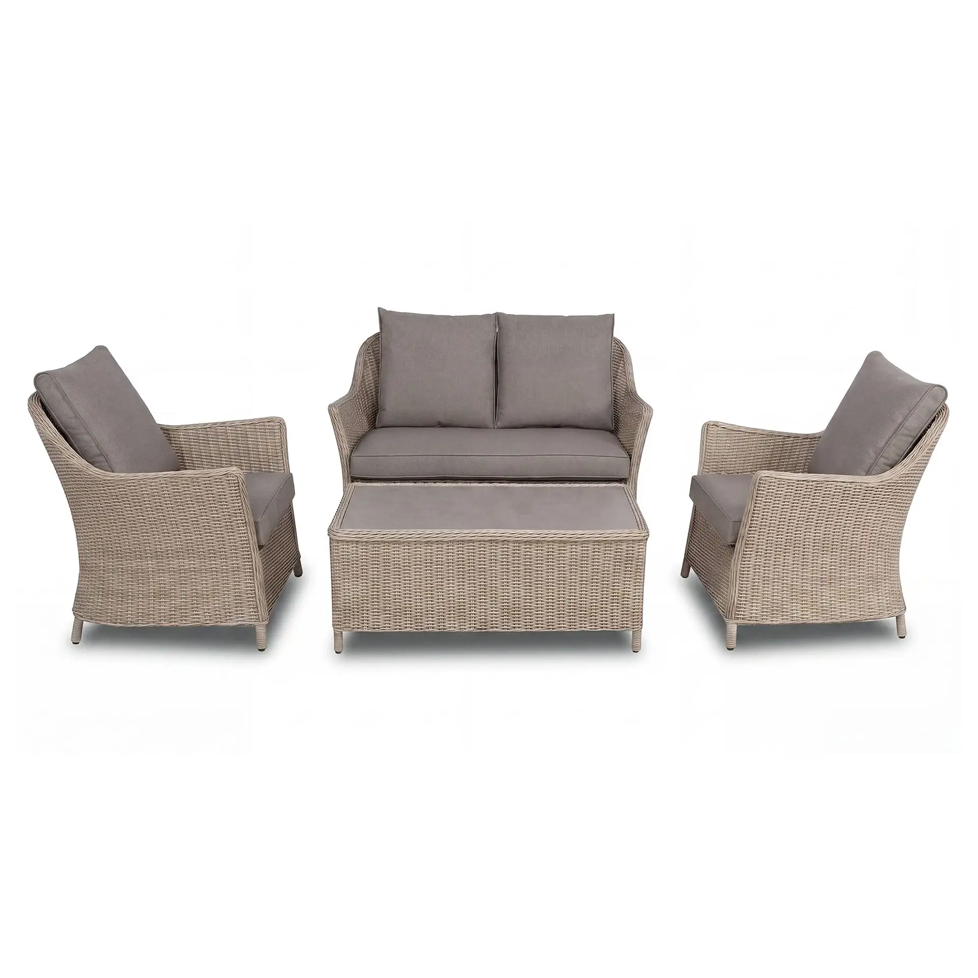 Turin 2 Seat Rattan Sofa Set - Rectangular Coffee Table