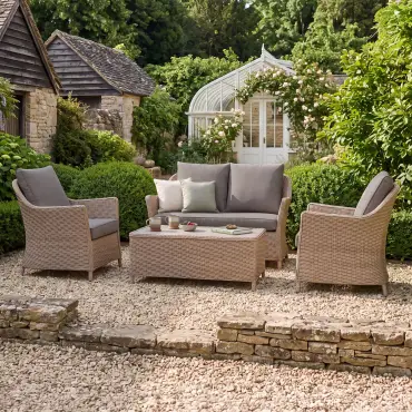 Turin 2 Seat Rattan Sofa Set - Rectangular Coffee Table