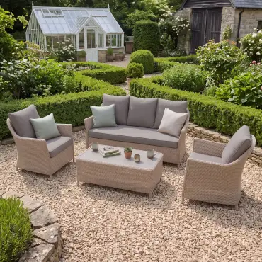 Turin 3 Seat Rattan Sofa Set - Rectangular Coffee Table