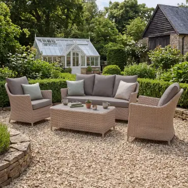 Turin 3 Seat Rattan Sofa Set - Rectangular Coffee Table
