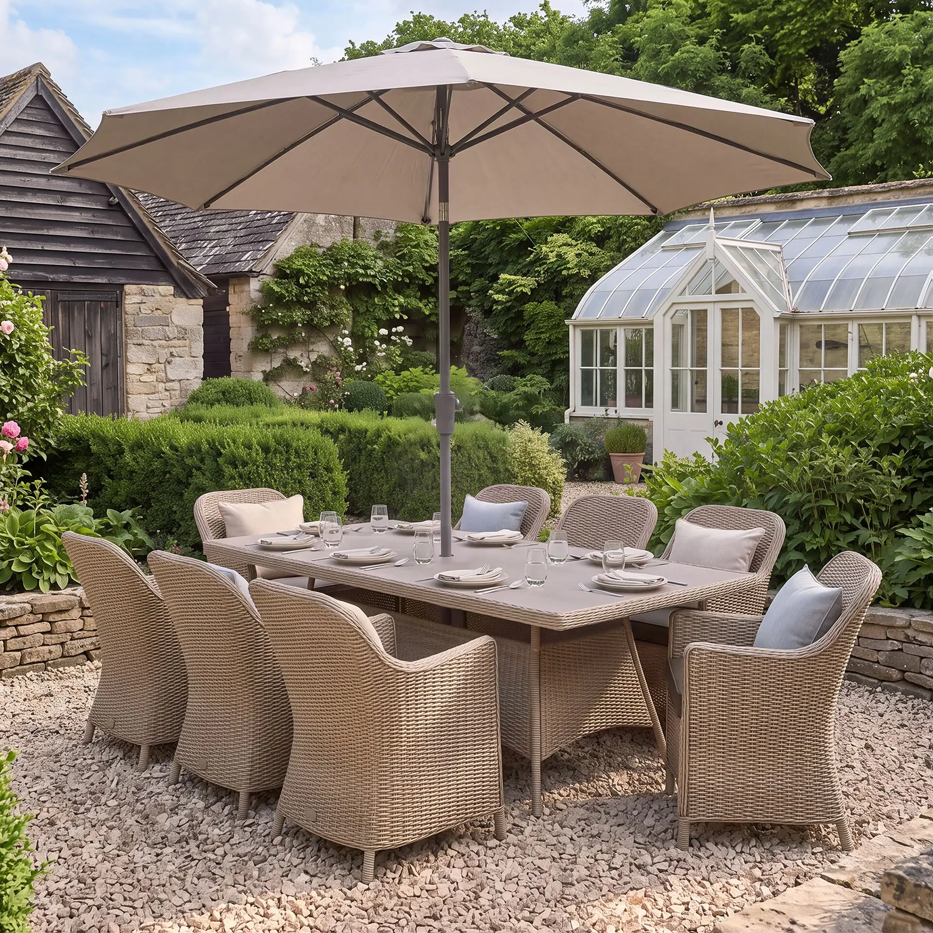 Turin 8 Seat Rectangular Rattan Dining Set