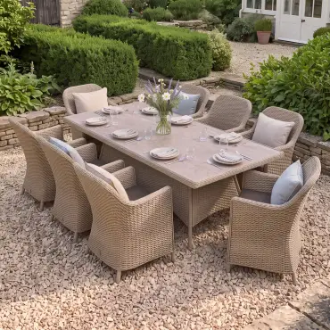Turin 8 Seat Rectangular Rattan Dining Set