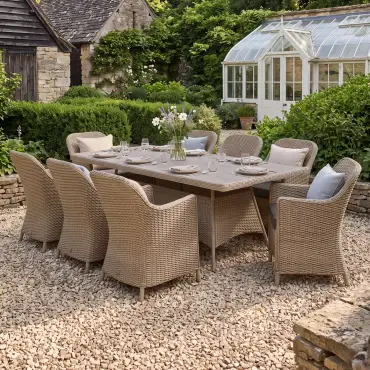 Turin 8 Seat Rectangular Rattan Dining Set