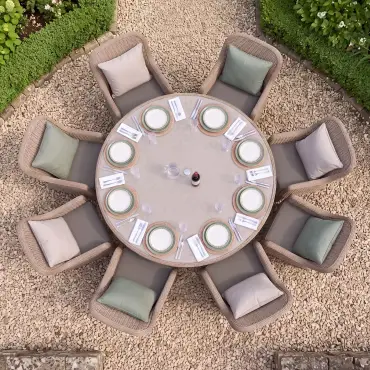 Turin 8 Seat Round Rattan Dining Set