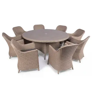 Turin 8 Seat Round Rattan Dining Set