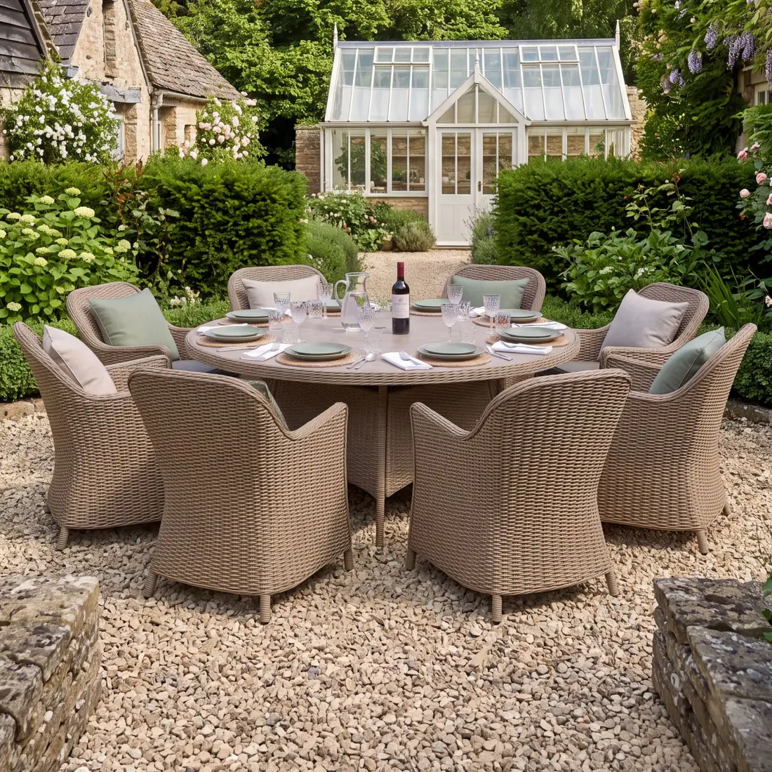 Turin 8 Seat Round Rattan Dining Set Turin 8 Seat Round Rattan Dining Set