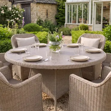 Turin 6 Seat Round Rattan Dining Set