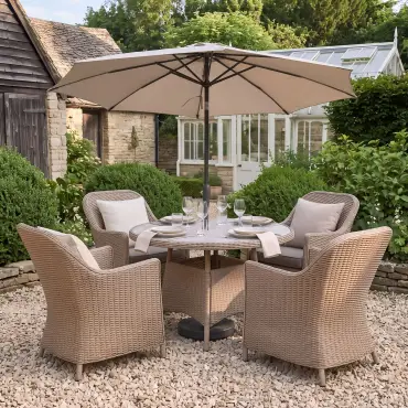 Turin 4 Seat Round Rattan Dining Set