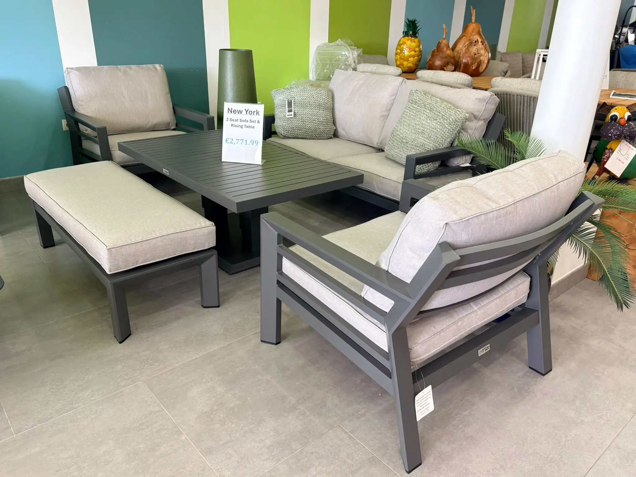 New York 2 Seat Sofa Set & Rising Table Ex display
