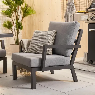 Vogue 3 Seater Aluminium Dining Set with 2 Armchairs - Adjustable Rising Table