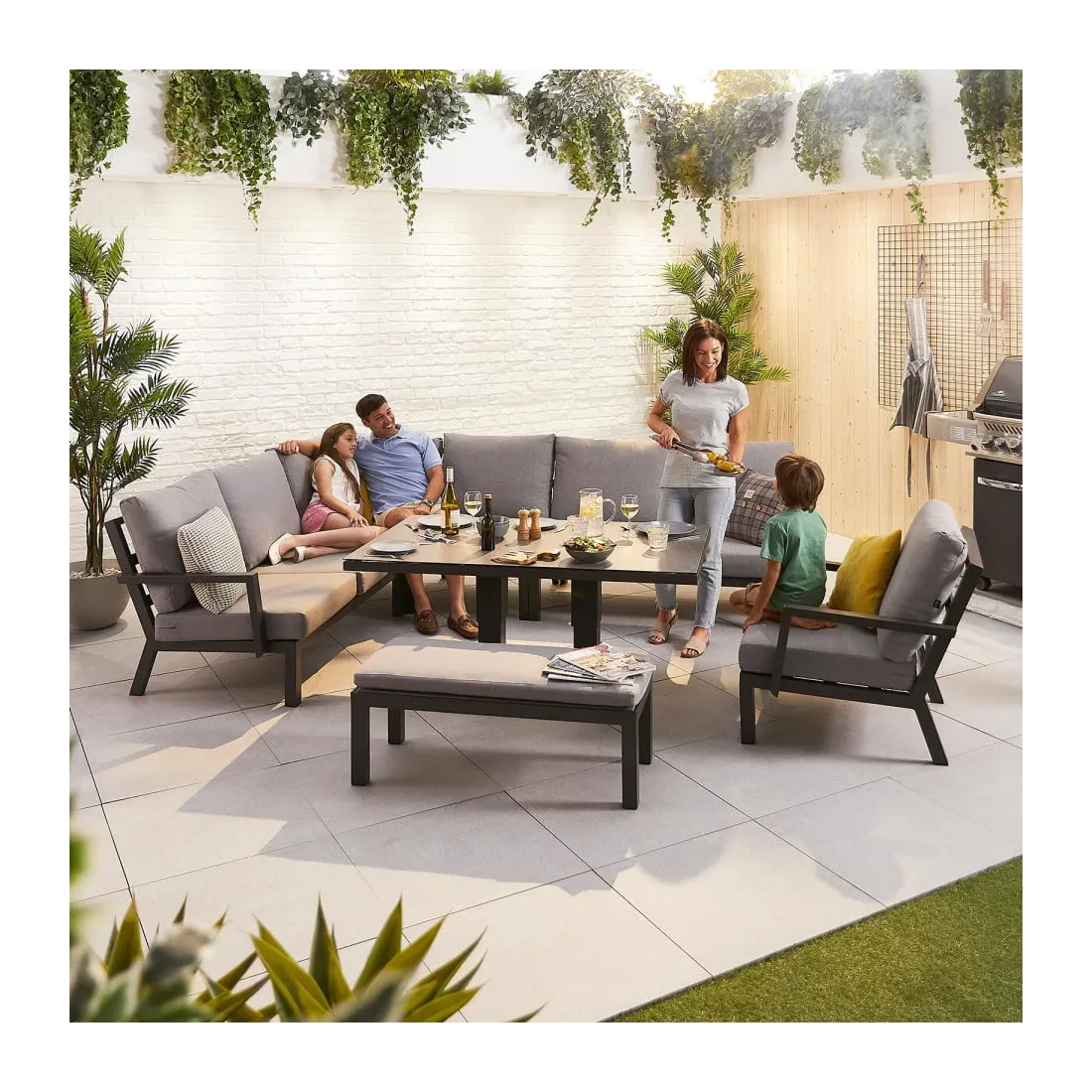 Vogue Corner Sofa Set with Rising Table, Armchair & Bench  - 1