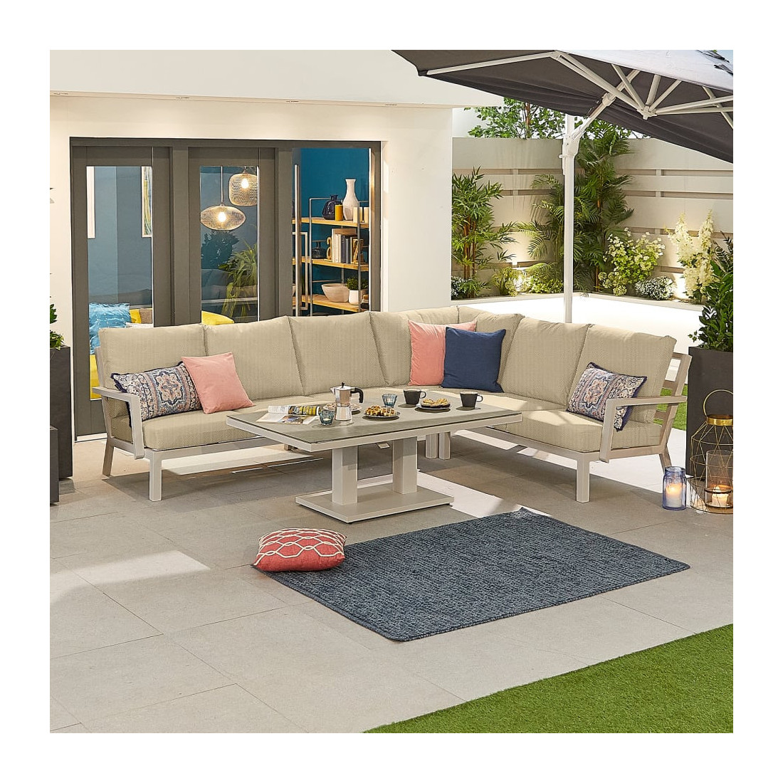 Vogue Corner Sofa Set with Rising Table  - 10