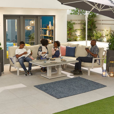 Vogue Corner Sofa Set with Rising Table  - 9