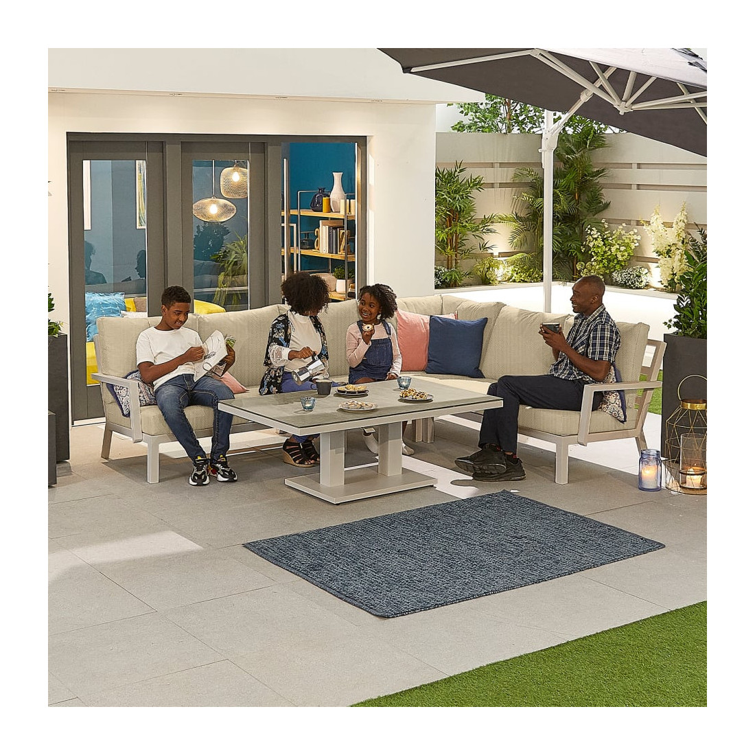 Vogue Corner Sofa Set with Rising Table  - 9