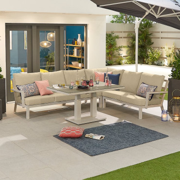 Vogue Corner Sofa Set with Rising Table  - 11