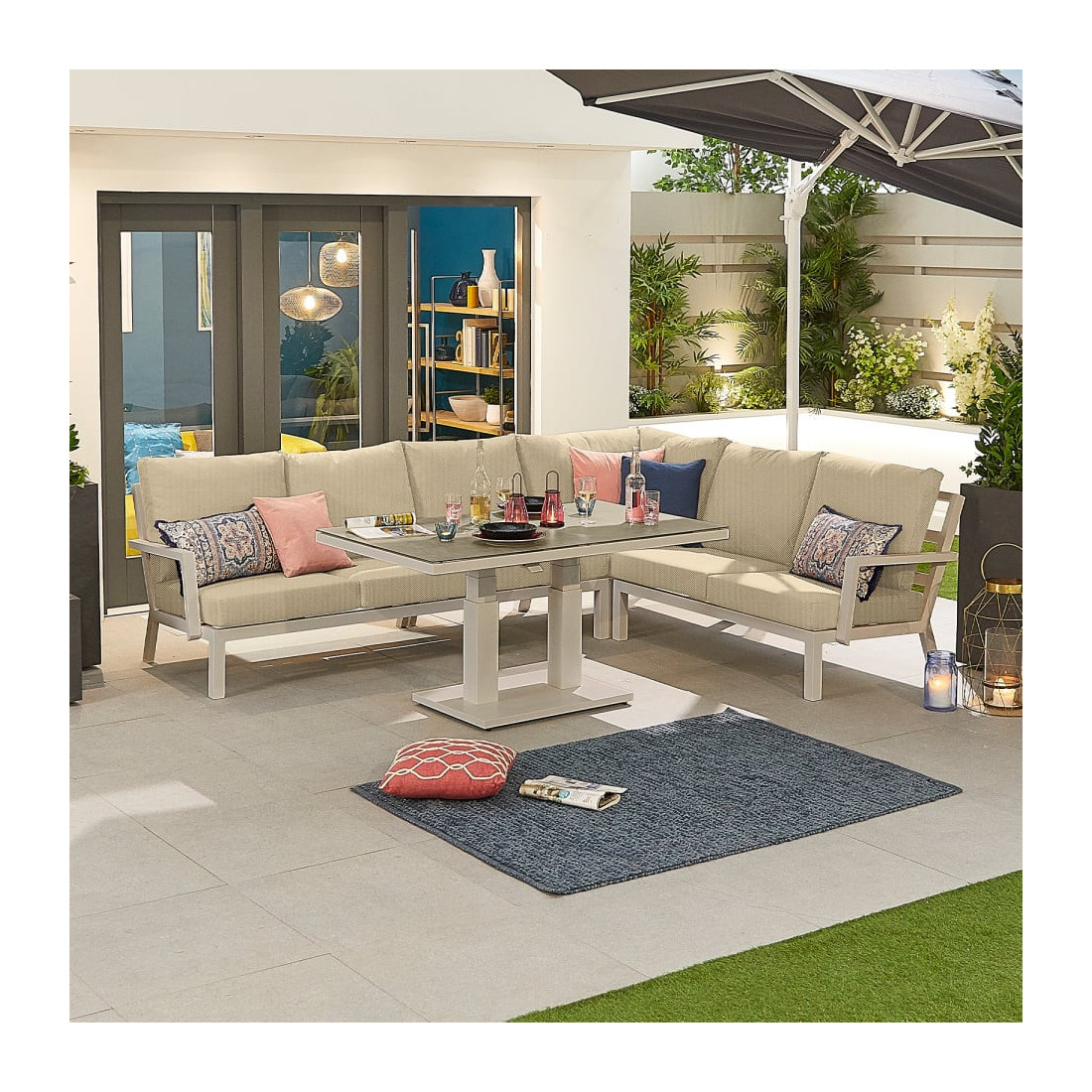 Vogue Corner Sofa Set with Rising Table  - 11