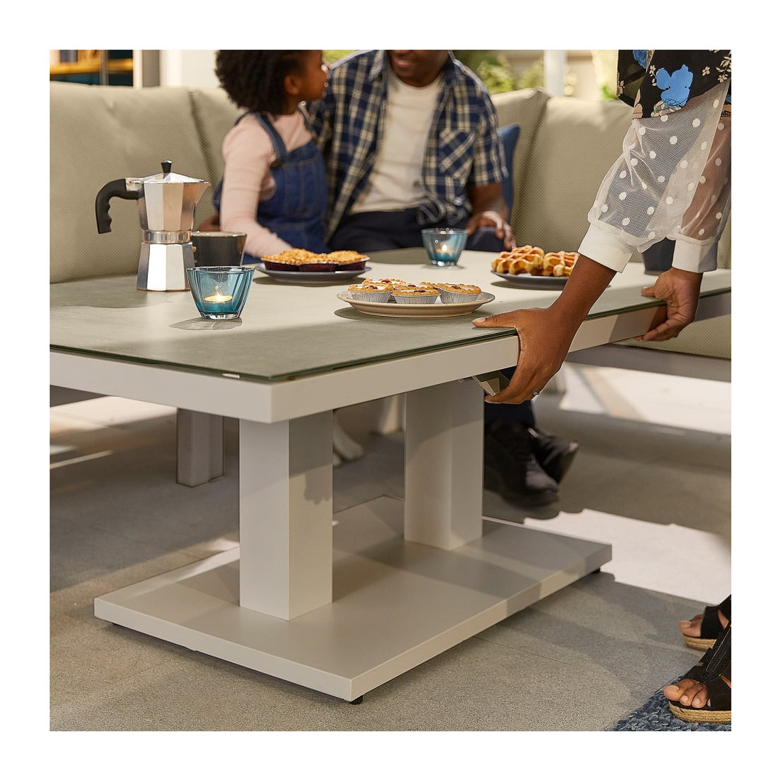 Vogue Corner Sofa Set with Rising Table  - 12