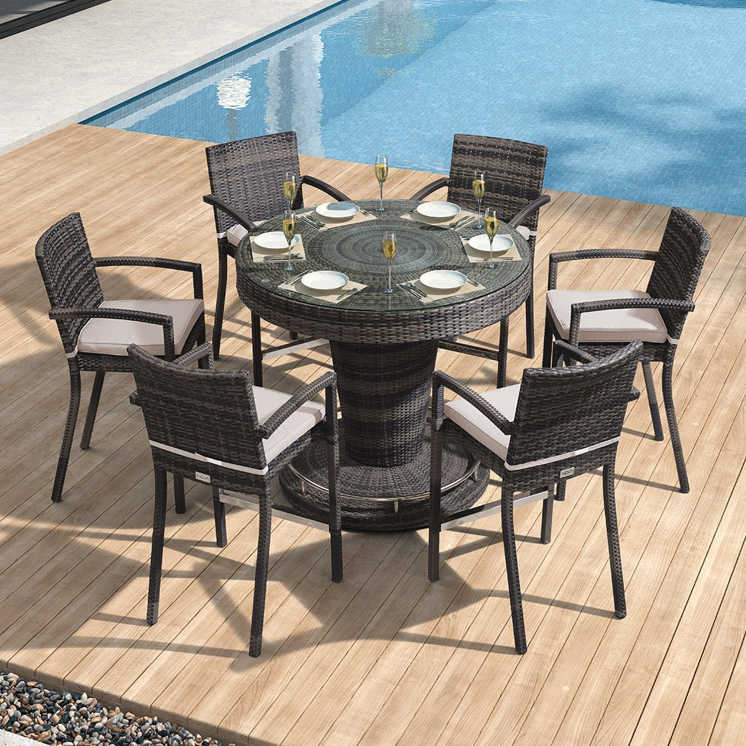 Henley 6 Seat Round Bar Set
